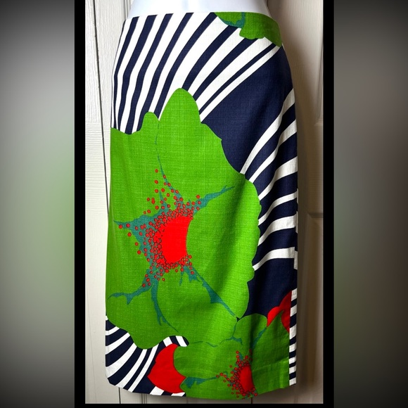 J. Crew Dresses & Skirts - J CREW Pencil Skirt Ratti Floral Stripe Floral Green Red Blue Lined NWT 10